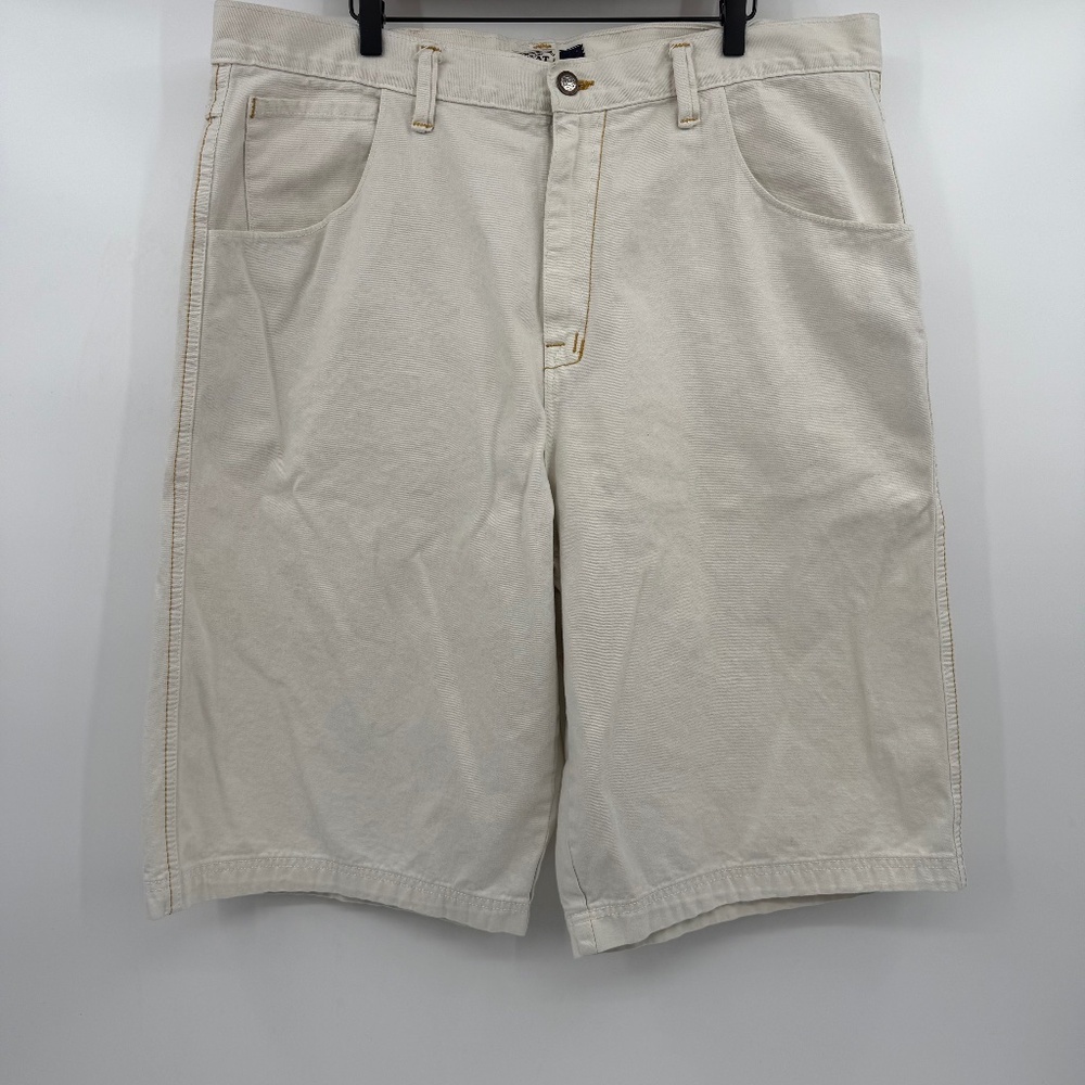 Phat Farm Jean Shorts Men 42 White Denim Saint Tropez Embroidered Y2K 90s Casual